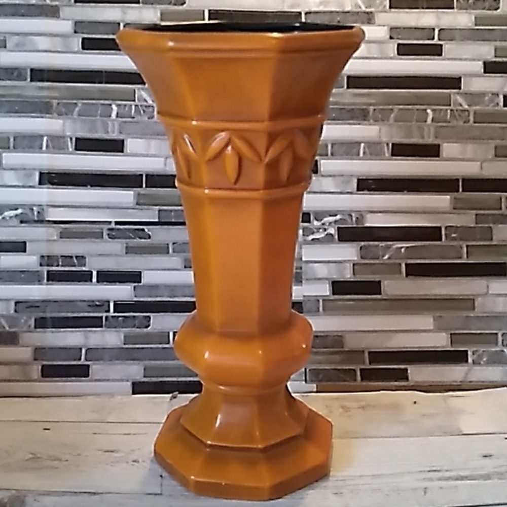 Vintage 1970s Haeger orange pottery vase